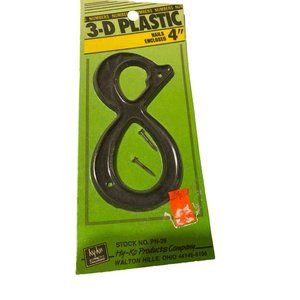 4" Vintage 8 black 3D plastic house number